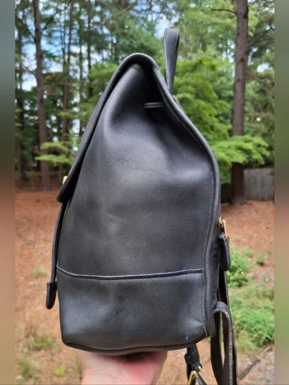 Vintage 1998 Coach Navy Glove Tanned Leather Large Daypack Backpack #9791